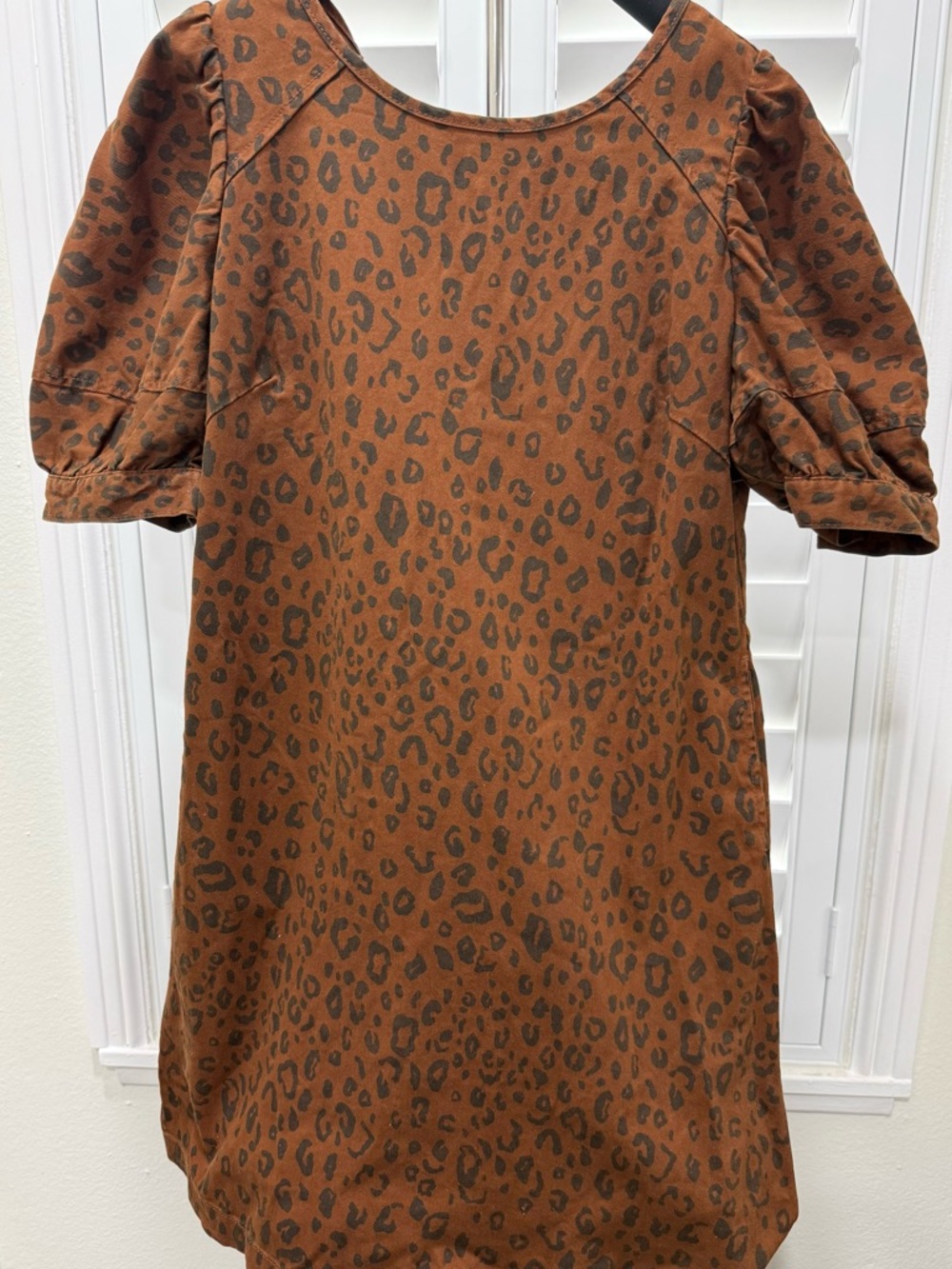 Universal Thread Brown Leopard Print Puff Sleeve Dress